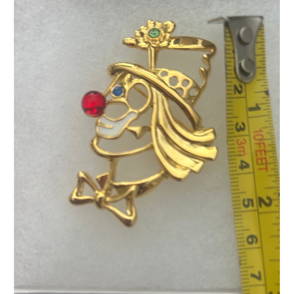 Danecraft Gold Tone Clown Face‎ Brooch Red Jelly Nose #312 - Picture 6 of 6